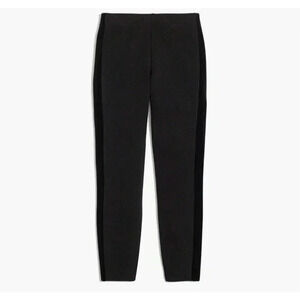 J. Crew Women's Black Gigi Pants Velvet Tuxedo Leg Stripe Stretchy size 6 Zipper